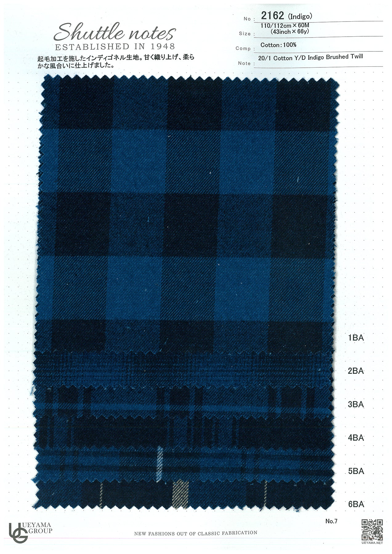 2162-3BA Cotton / 綿 Check / チェック