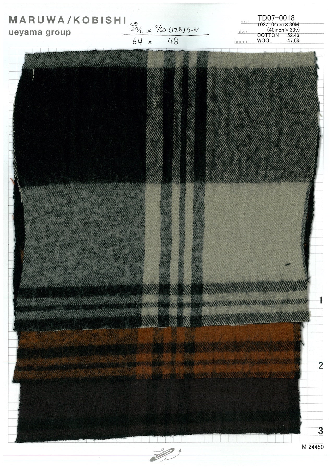 TD07-0018-1 Cotton / 綿 Check / チェック